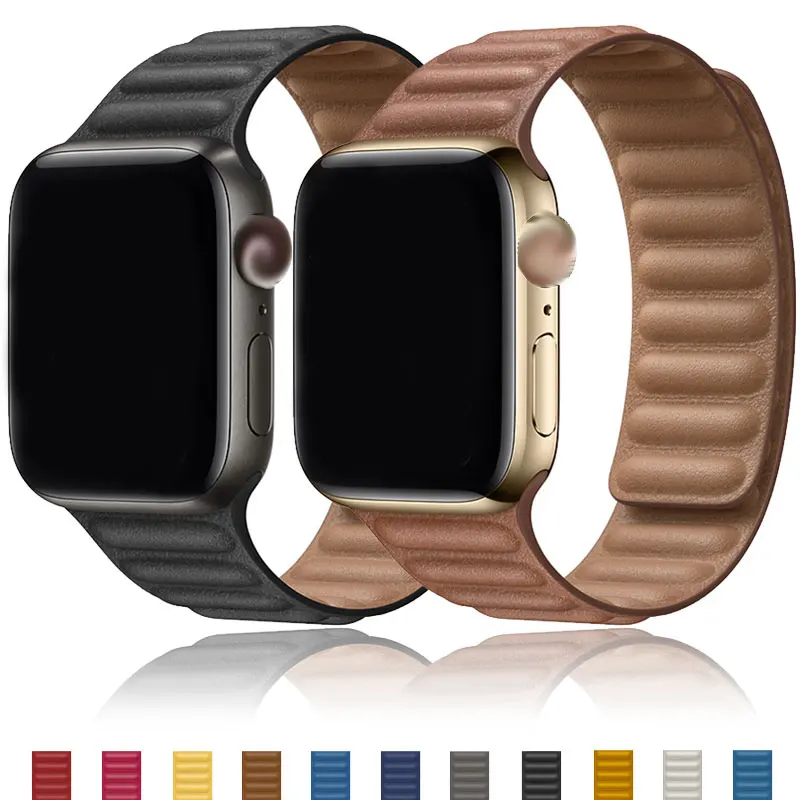 

Distinctive Leather Designs with Magnetic Wristband Leather Link Loop Watch Band for Apple Watch Closures Strap for Iwatch Band
