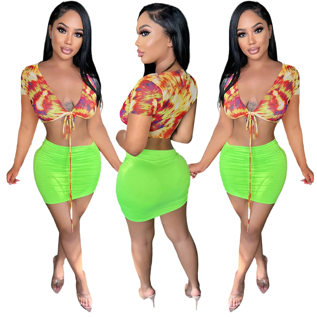 

summer new sexy short skirt fashion short strap jacket 2 piece set women