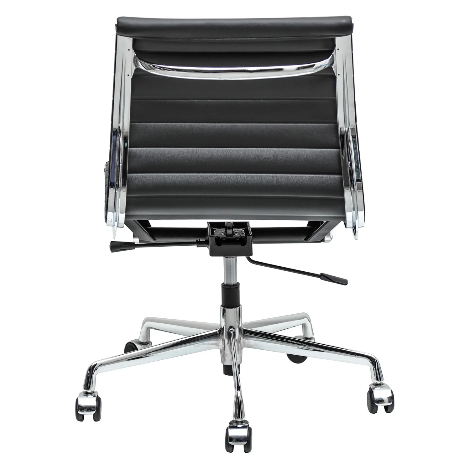 
Chromed Aluminum Armless Conference Room Chairs with Wheels 