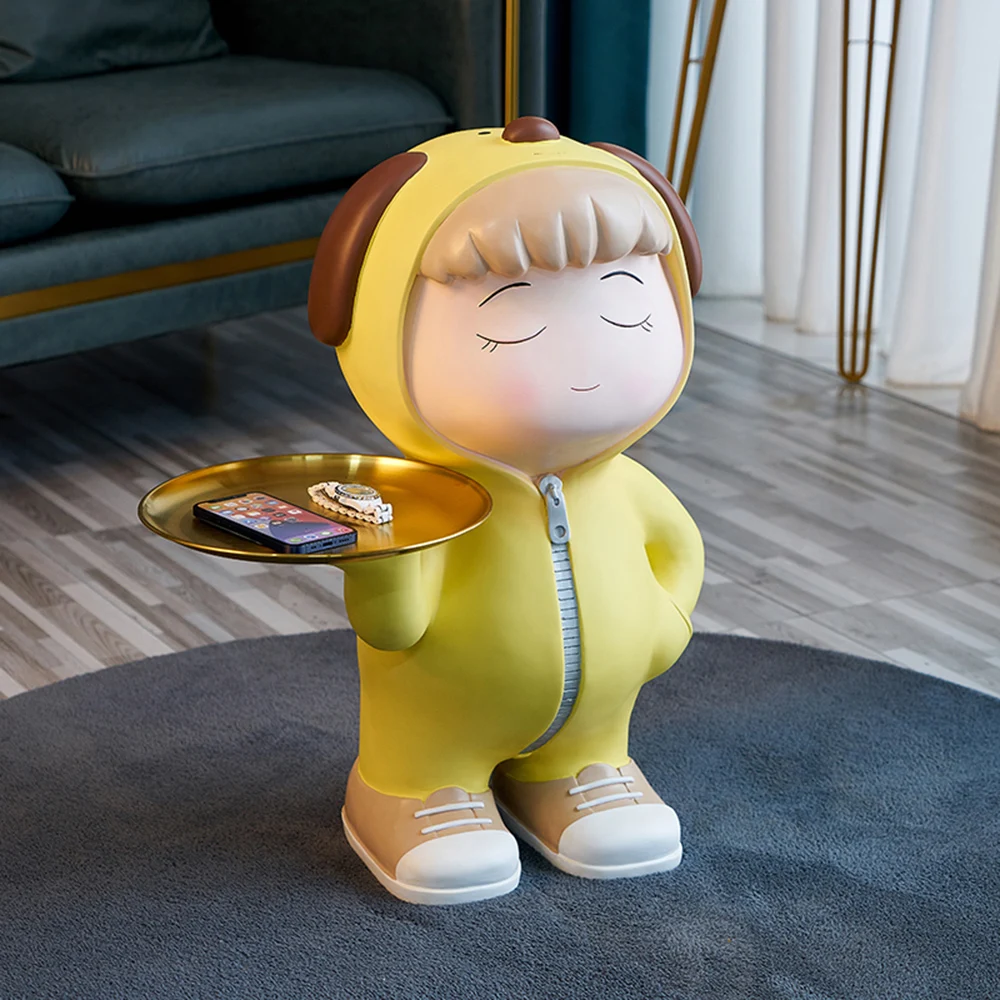 

Large sculpture resin household goods pajamas children floor tray ornaments
