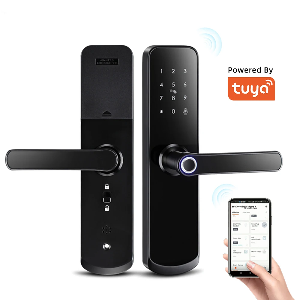 

Custom Wireless Digital Electronic Fingerprint Wifi Door Lock With Tuya Smart Life APP Smart Lock