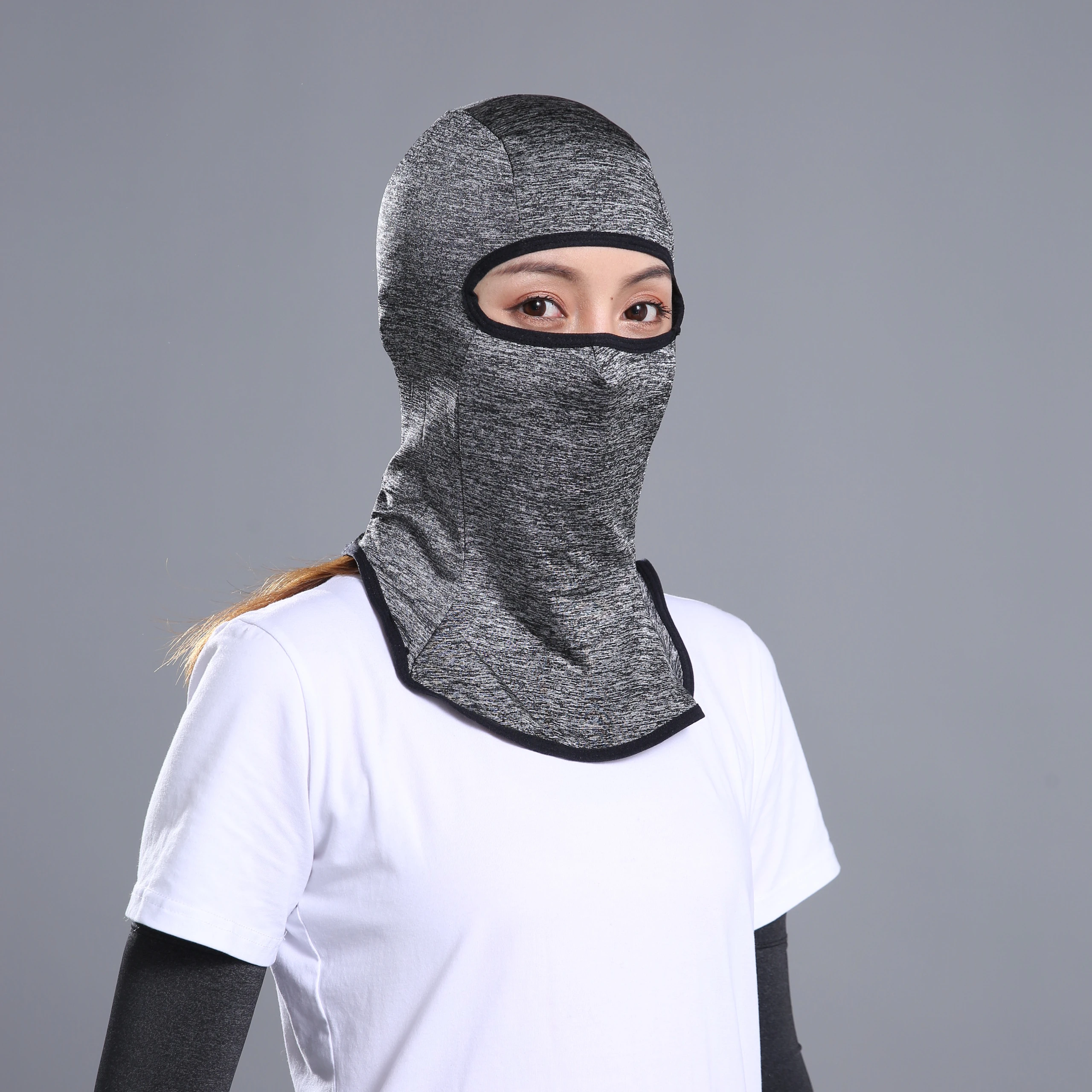 

Nice Quality Breathable Anti UV Dust Protection Fitting Face Balaclava Face Cover for Fishing Running Cycling Summer, Black/gray