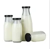 Transparent milk and juice glass bottle with metal caps 250ml 500ml 1000ml