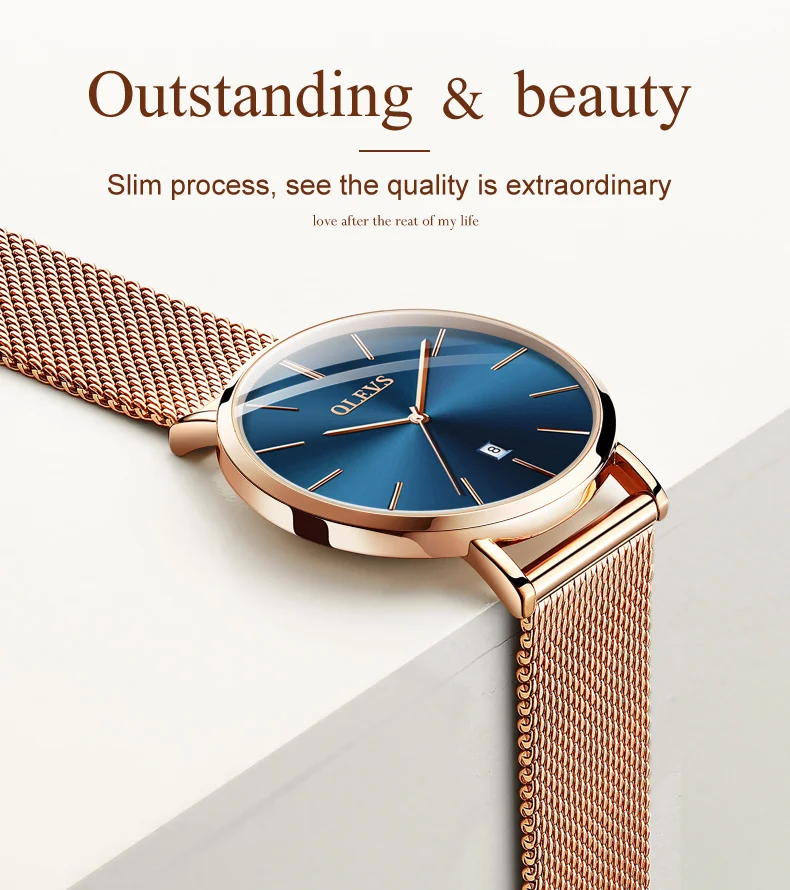 OLEVS Brand Fashionable Business thin and simple Quartz WristWatches Stainless Steel Milanese Strap waterproof Watch For Girls