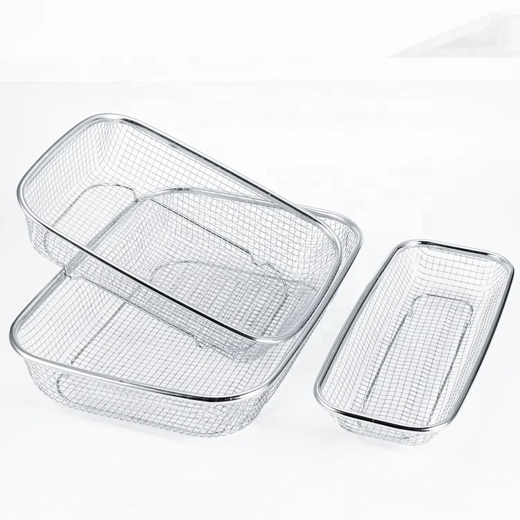 

Stainless Steel Mesh Net Strainer Basket with a Wide Rim, Resting Feet and Handles, Customized color