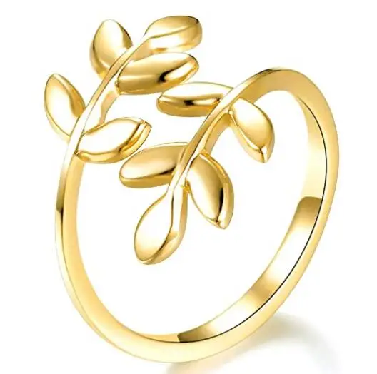 

Silver Plated Gold Plated Leaf Laurel Adjustable Branch Leaf Ring for Women