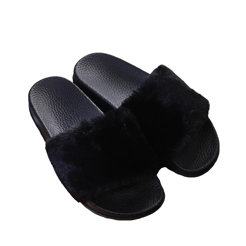 

Summer women's shoes artifical fur slippers indoor outdoor slippers beach sandals