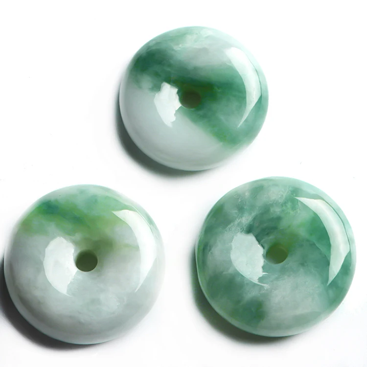 

Cheap High Quality Real Natural Green peace buckle Button Donuts Jade Pendant