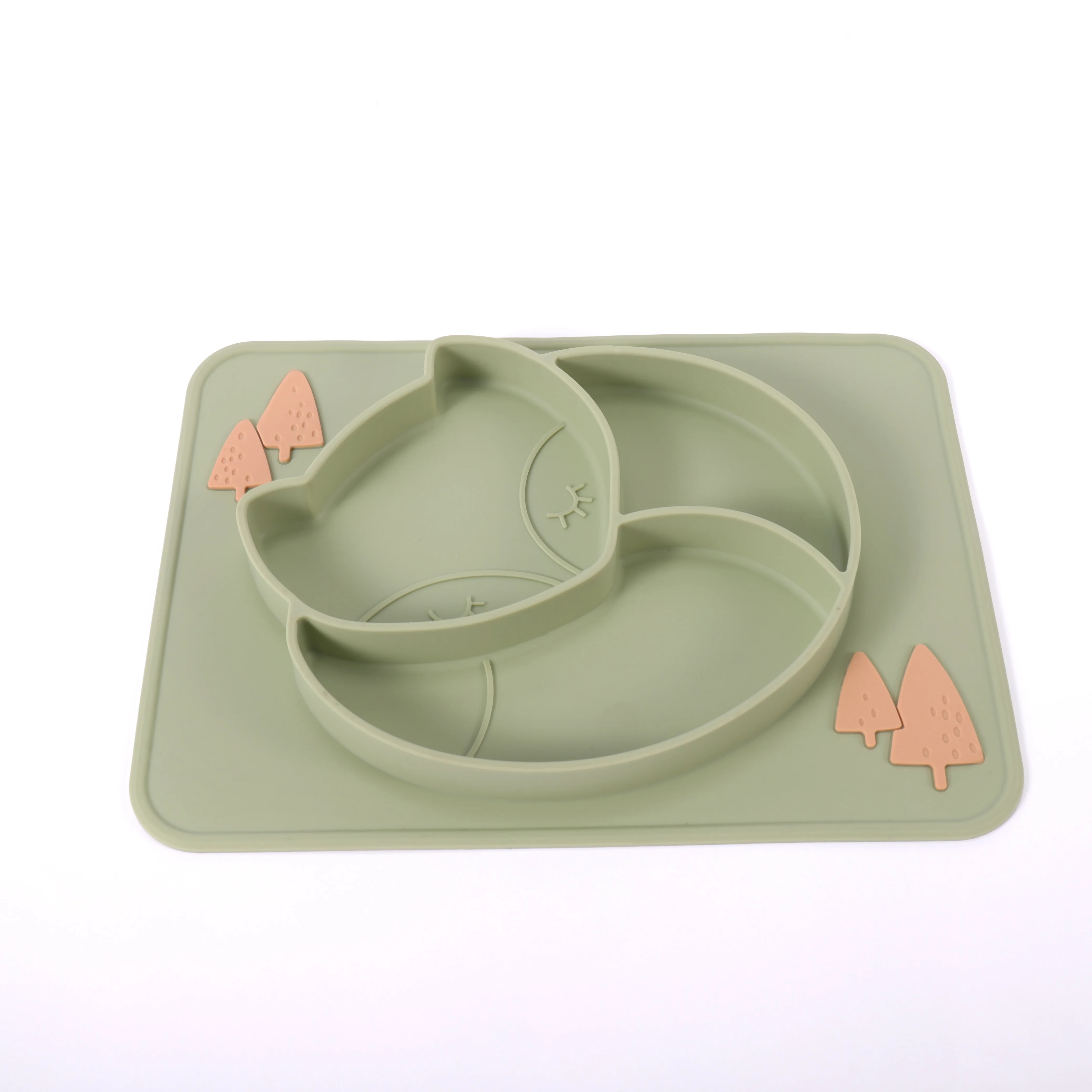 

Toddler Plates with Suction-Baby Plates-100% Silicone Divided Plate-BPA Free-Microwave Safe Dishes, As pic or customized