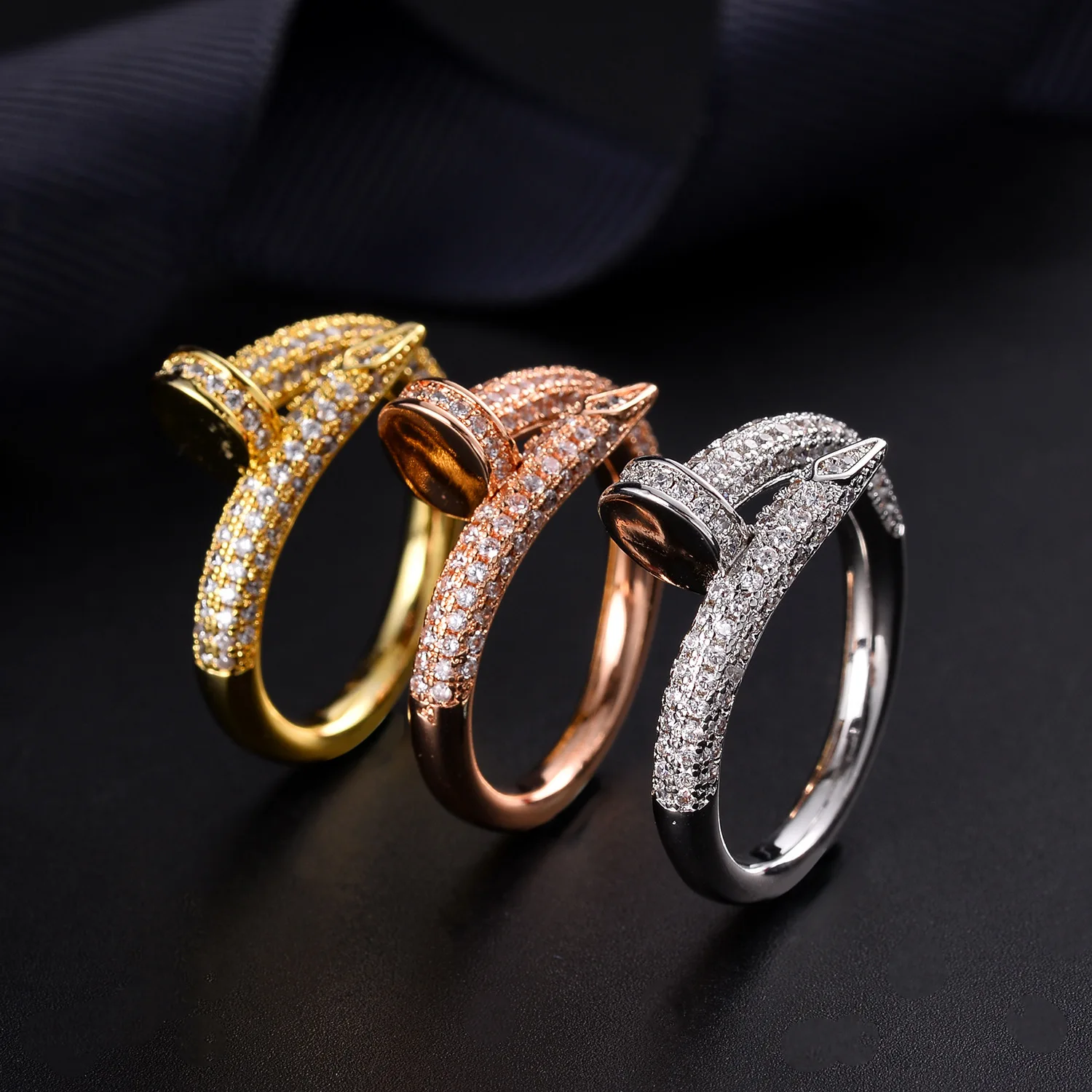 

high quality non tarnish rings sets for all fingers championship cubic zirconia eternity chain anel gothic rings