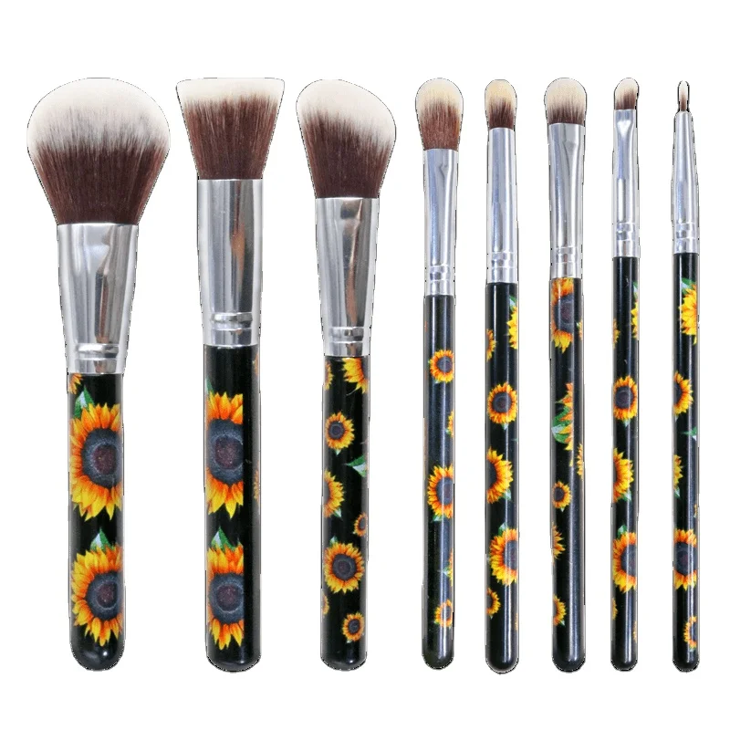 

8 piece Sunflower Design Makeup brush set best eye Cosmetics brushes on amazon b small makeup brushes, Black