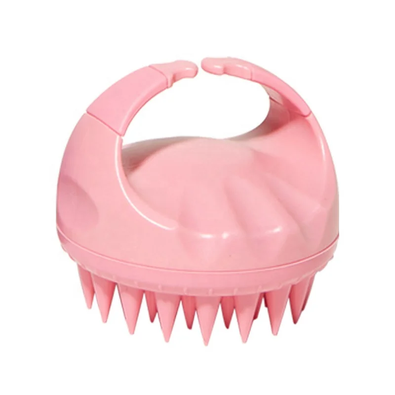 

Custom Logo Round Pink Silicone Hair Shampoo Brush Exfoliator Hair Scalp Massager For Women, Green/pink/black/purple