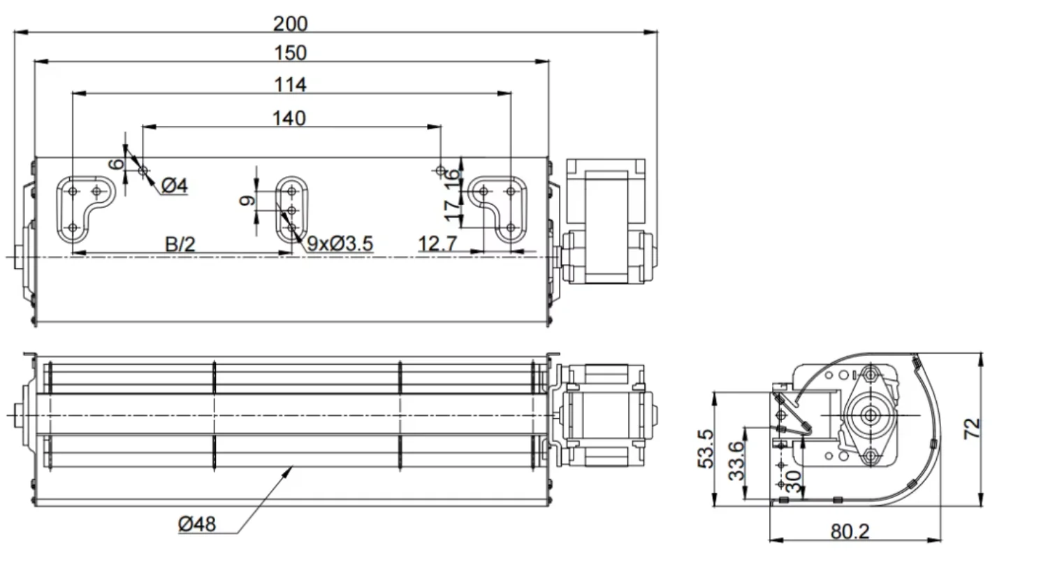 Tangential Fan, 230V, 48mm, Aluminum, CFM/33 - detail 12