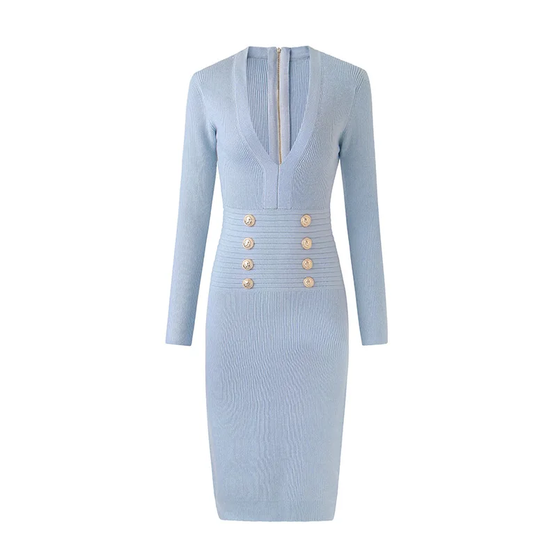 

A6048 European And American Style Sweater Plus Size Women Tight Mini Dress