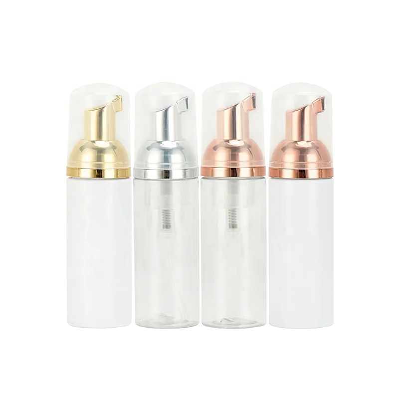 

super quality cosmetic transparent gold pink 30ml 50ml 60ml empty facial foaming cleansing soap foam pump bottle