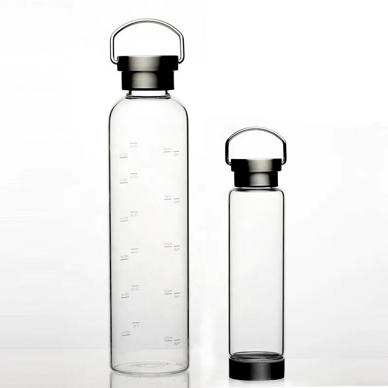 

Time Mark Portable Motivational glass water bottle, Transparent