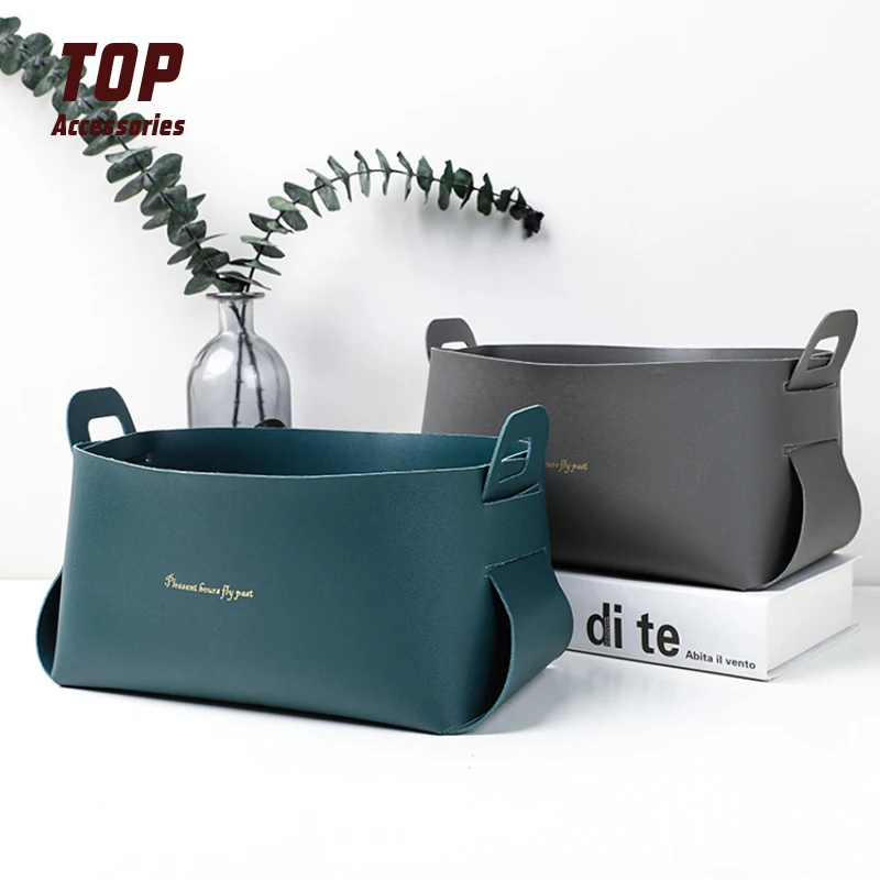 

INS Style Leather Storage Boxes Trays Large Desktop Storage Baskets