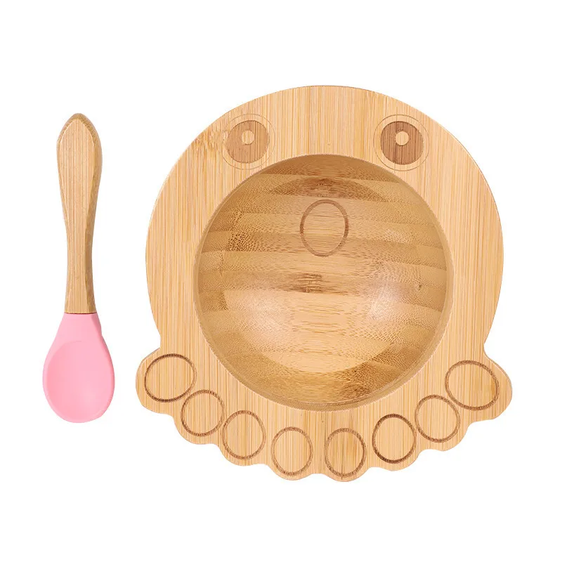 

Bamboo baby feeding bowl baby suction bowl baby wooden bowl, Nature color