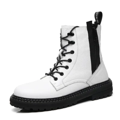 

2020 Fall New Fashion Trend Men's Leather Top Layer Cowhide Platform Lace-up Boots