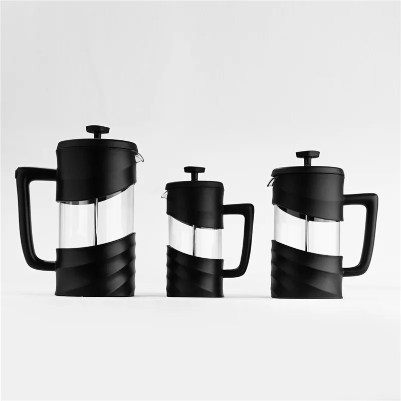 

Hot Sale Black 600ml High Boroilicate Glass Brew Coffee Food Grade Materials Stainless Steel Strainer French Press Coffee Maker