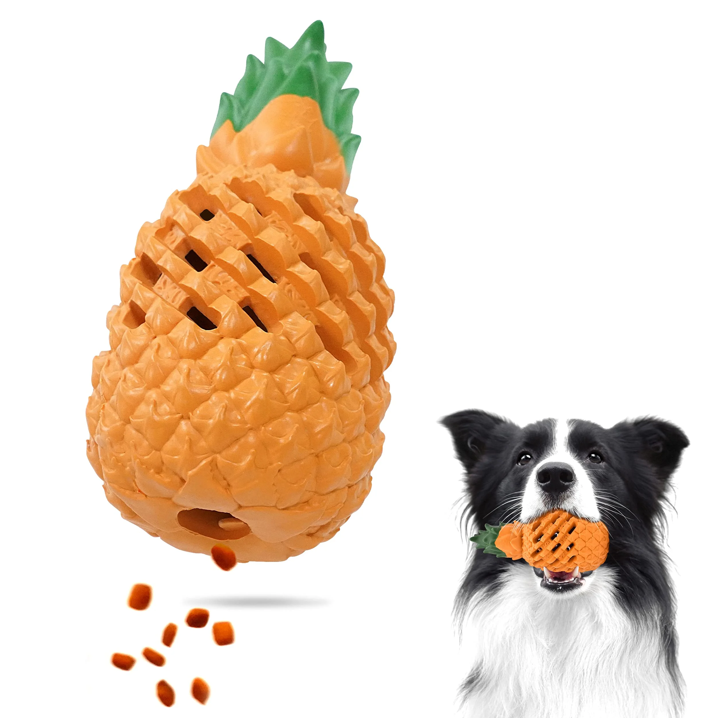 

Durable Rubber Creative Pineappl Slow Feeder Dog Playing Chewing Chew Toy For Teeth