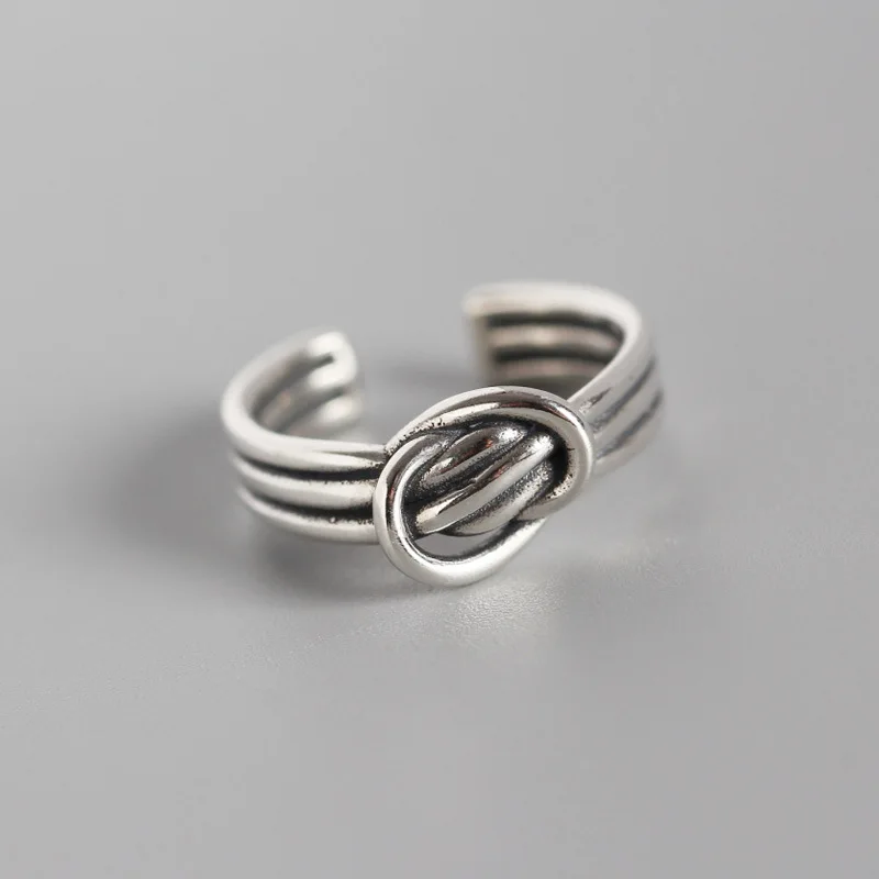 

Solid 925 Sterling Silver Geometric Handmade Braided Layer Knot Rings Jewelry
