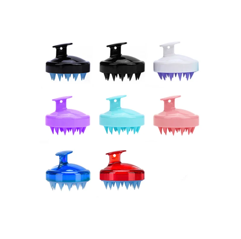

Hair Massage Brush Manual Silicone Head Hair Scalp Washing Scrubber Massager Shampoo Brush For Hair Growth, Red, pink, purple, mint green, black, etc