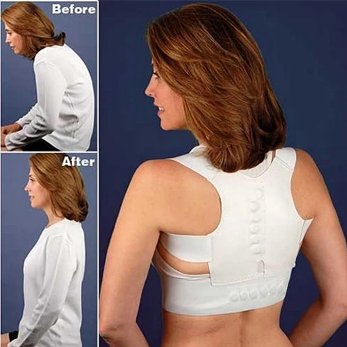

Adjustable back posture corrector belt shoulder brace clavicle support upper back posture corrector, White/black or customized
