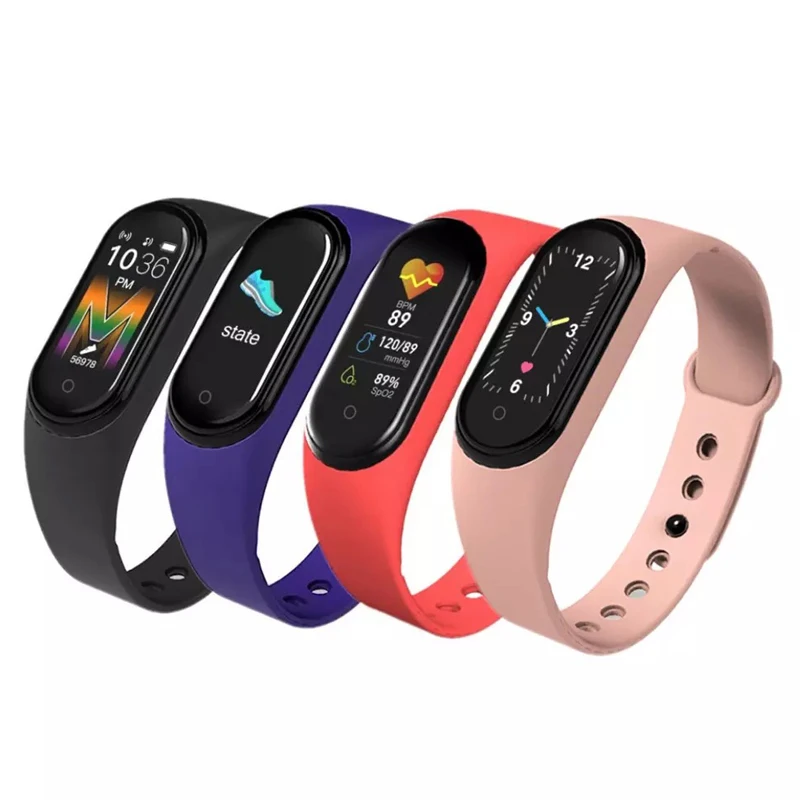 

M4 M5 blue tooth call 115plus 116 plus fitness sport bracelet heart rate blood pressure health wristband smart android watch, Black, blue, purple