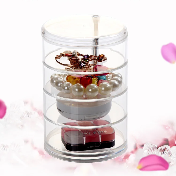 

Fashion Multi Purpose Rotating Clear Jewelry Storage Box Plastic Cosmetic Organizer, Transparent