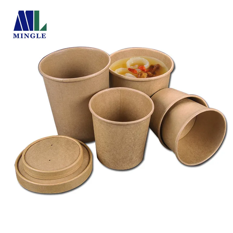 
ODM OEM Kraft Paper Hot Soup Cup With Lid 
