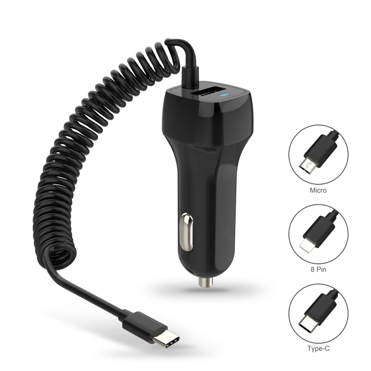 

Car Charger With USB Cable Mobile Phone Charger USB Type C Cable Fast Car Phone Charger