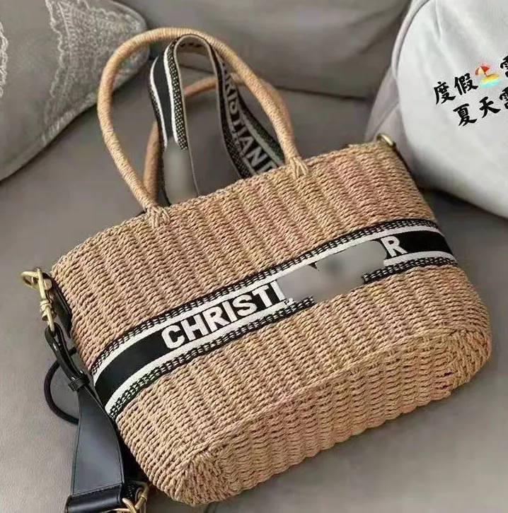

2021 New Arrival RTS Fashion Straw Handbag Brand Bag Shopping Sling Small Purse Large Handheld Bags, Natural