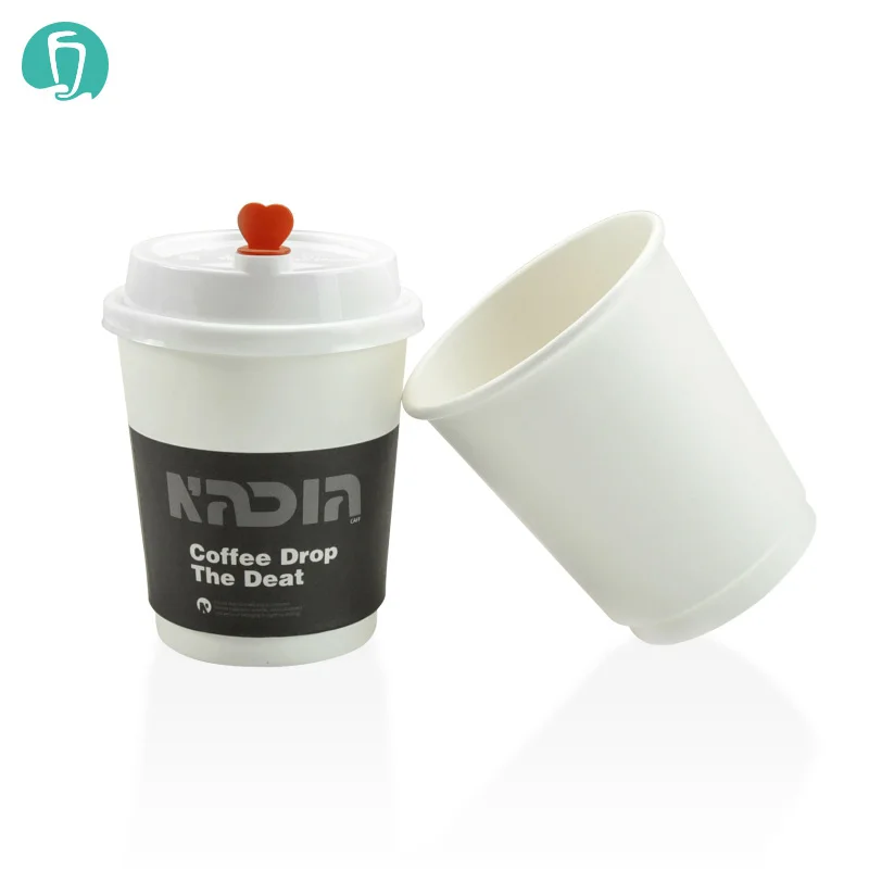 
Factory sales 10oz double wall paper cup disposable white paper coffee cup, Customizable printed logo 