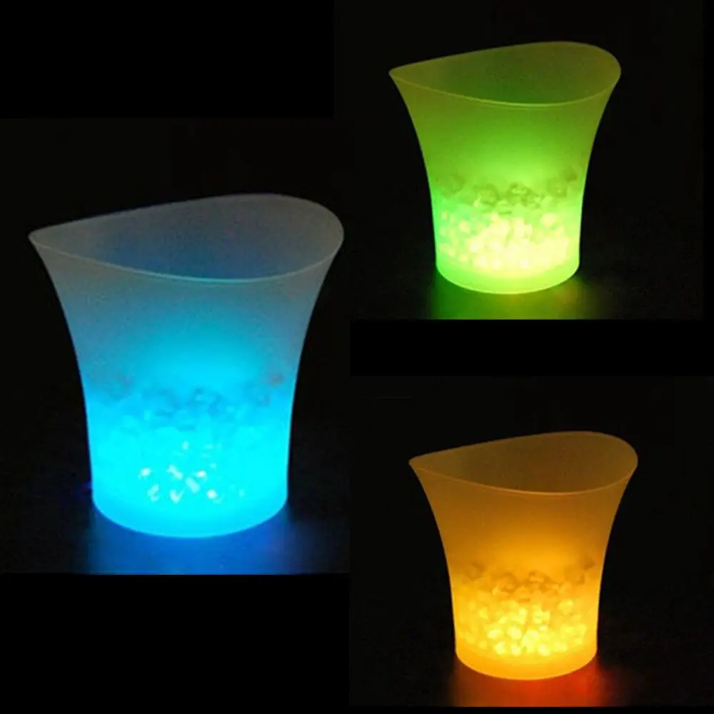 

7 Color LED New 5L Waterproof Plastic LED Ice Bucket Color Bars Nightclubs LED Light Up Champagne Beer Bucket Bars Night Party