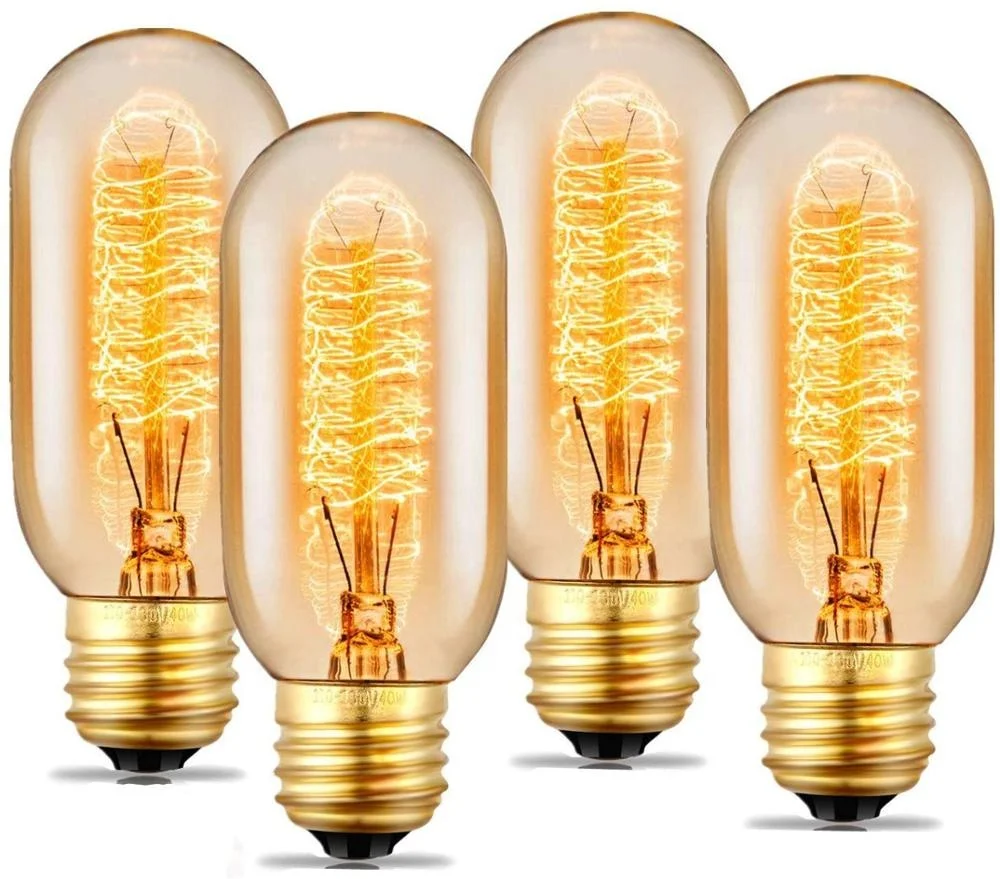 Vintage Spiral LED Filament Edison Tubular Light Bulb T45 Dimmable