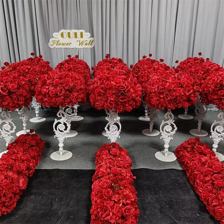 

Wedding U-3334 Artificial Red Color Silk Rose Flower Table Centerpieces Ball Background Decoration