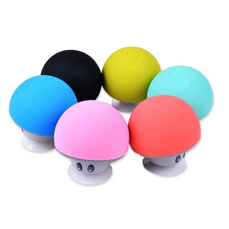 

2021 cheapest cute portable shower mushroom sucker waterproof wireless bluetooth speaker phone car mini speaker