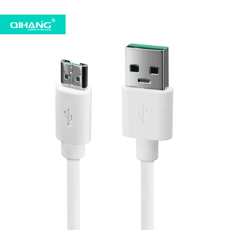 White 1m 4A Custom Print Micro VOOC USB Charging Cable for OPPO