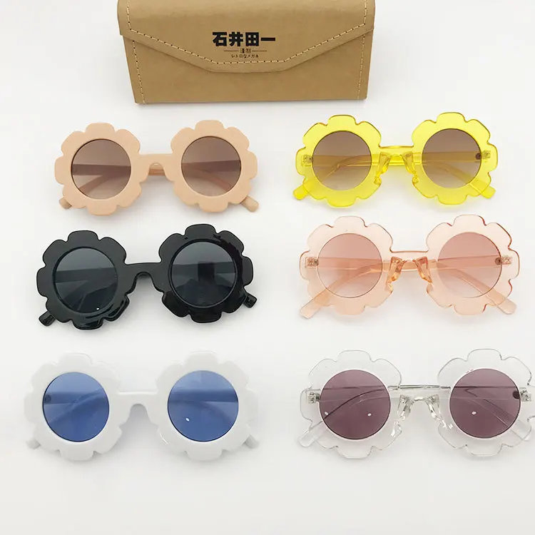 

7 Colors Kids Sunglasses Cute Round Sunglasses Anti-UV Baby Flower Shaped Sunglasses for Boys Girls Party Accessories