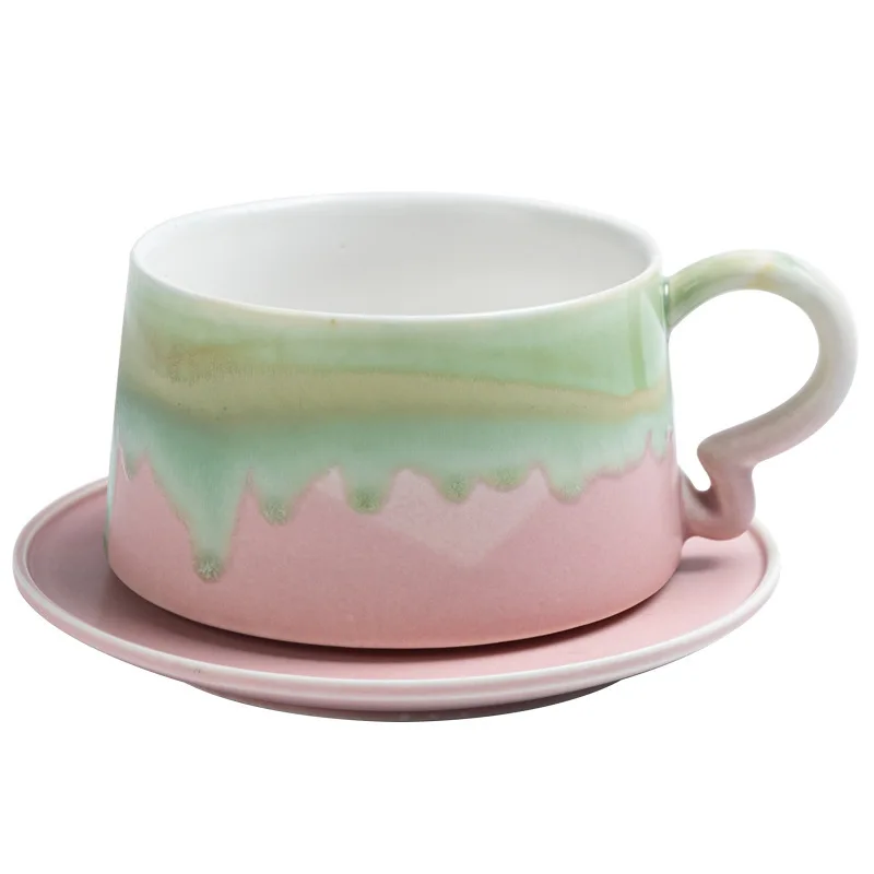 Coffee Cup and Saucer Set Afternoon Tea Cup Drinking Water Light Luxury High-grade Ceramic Mug with Spoon
