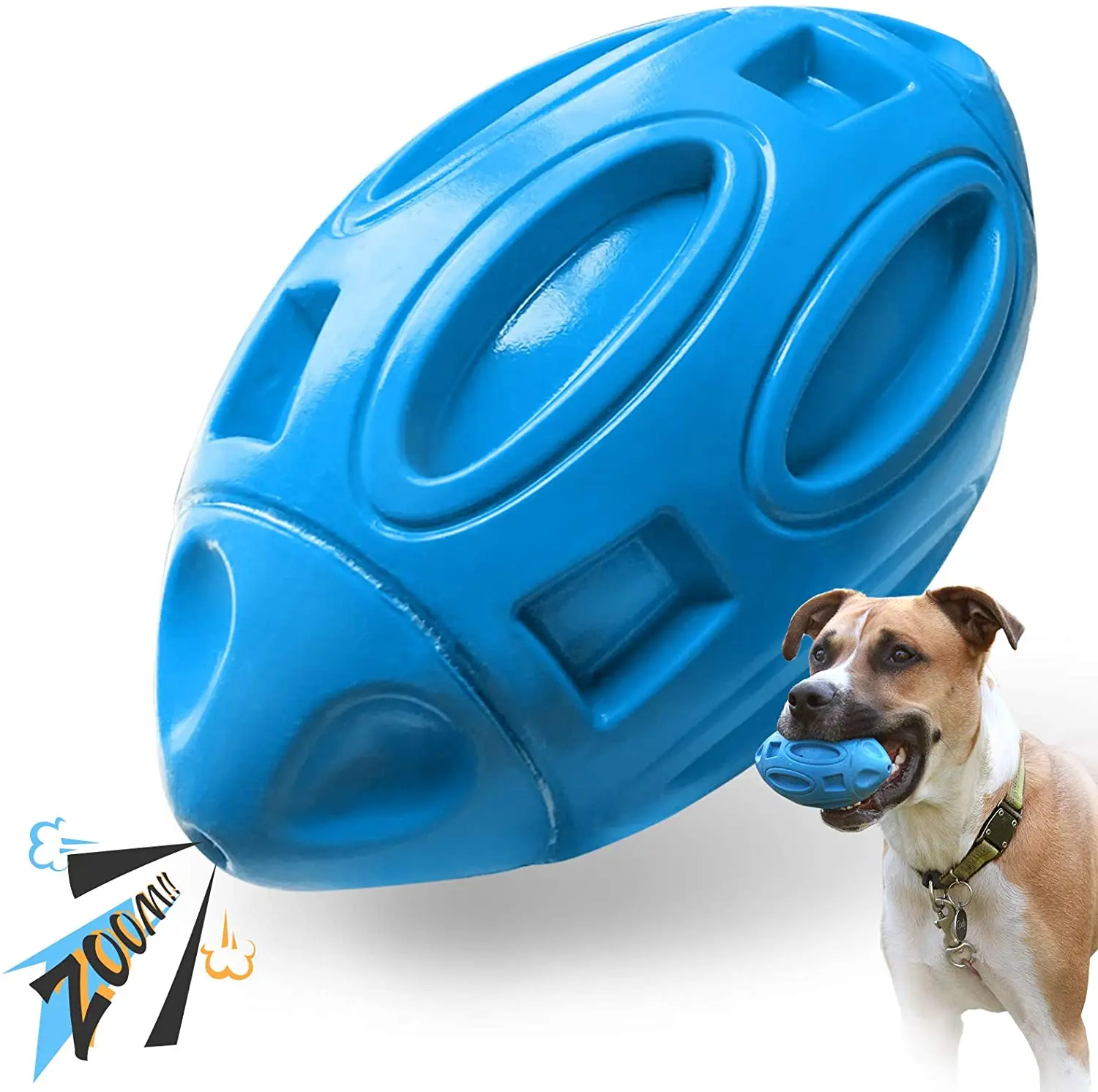 

Squeaky Dog Toys for Aggressive Chewers Rubber Puppy Chew Ball with Squeaker, Almost Indestructible and Durable Pet Toy, Dark blue / orange /green