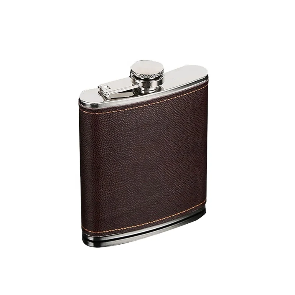 

New Men High End Faux Leather Wrapped Stainless Steel Vodka Whiskey Alcohol Hip Flask 5-9oz/146.5-263.7ml Drop Shipping Flagon