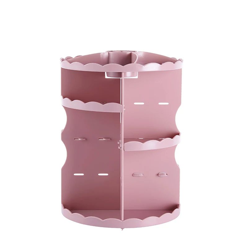 Fashionable and durable Foldable cosmetic storage shelf Plastic waterproof cylinder make up container 360 degree rotatable