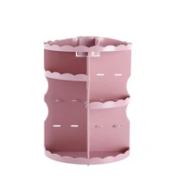 

Fashionable and durable Foldable cosmetic storage shelf Plastic waterproof cylinder make up container 360 degree rotatable