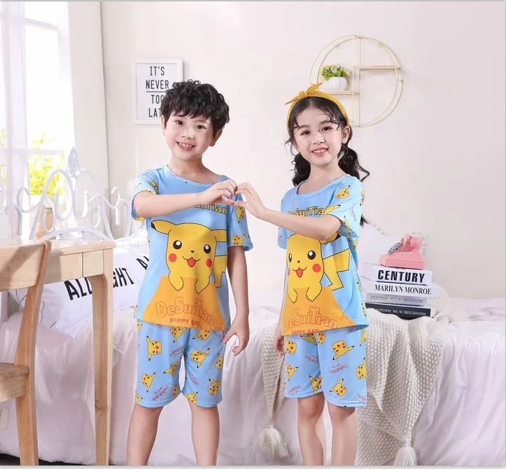

New children's cartoon home clothes for boys and girls in the same style can be worn outside the home to sleep, Custom made