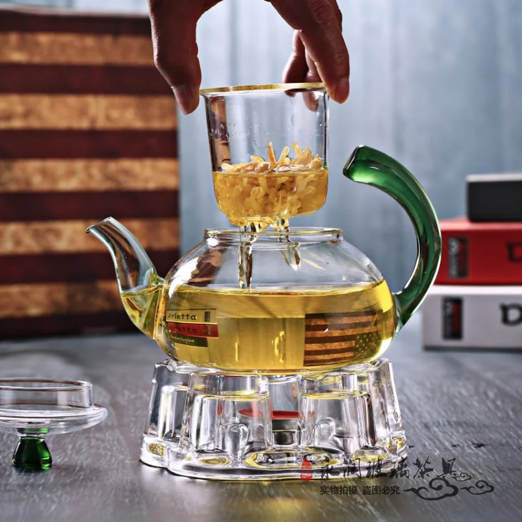 

clear round Heat Resistant Blooming glass teapot, Transparent clear