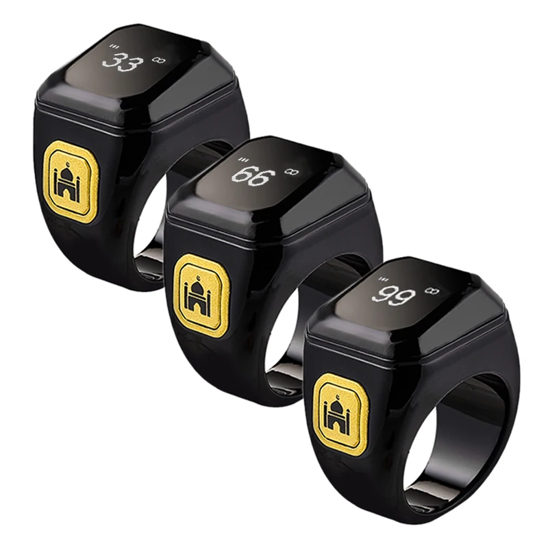 Waterproof Iqibla Wholesale Zikr1 Smart Digital Led Tasbeeh Tasbix Tasbih Tally Counting Ring For Men