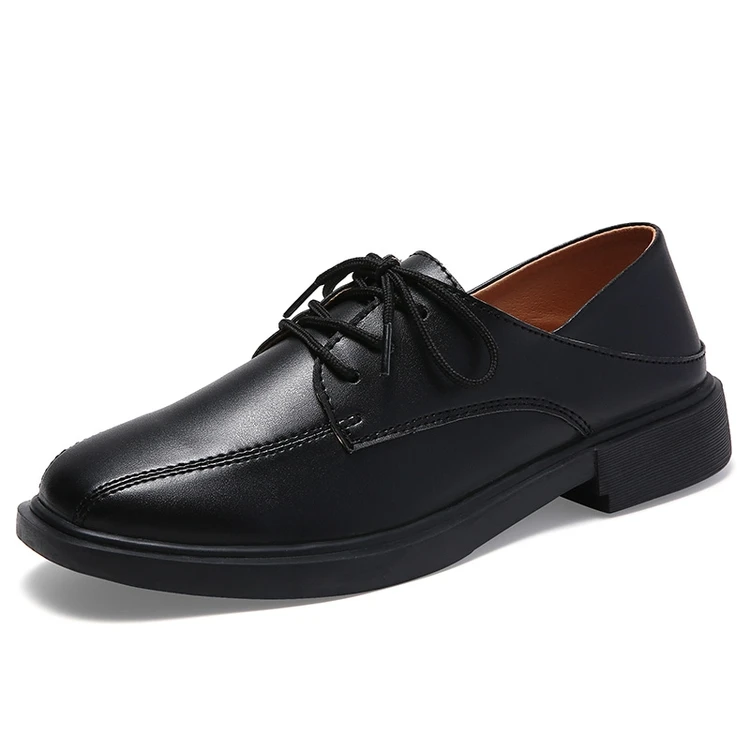 

Spring Genuine Leather Ladies Fancy Ladies Shoes High Heels Safety Rubber Fashion Ladies Summer Autumn Thick Heel, Black