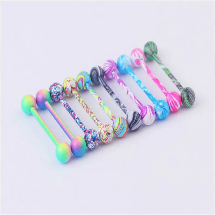 

Explosive 10-color water grain paint tongue nails breast rings ear bone nails stainless steel body piercing clip on nose ring